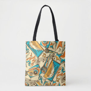 Music pattern tote bag