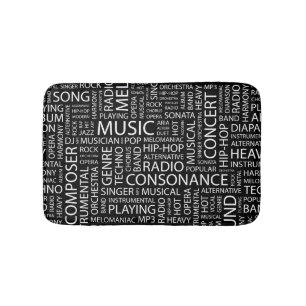 MUSIC pattern word cloud Bath Mat