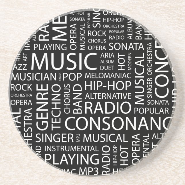 MUSIC pattern word cloud Coaster (Front)