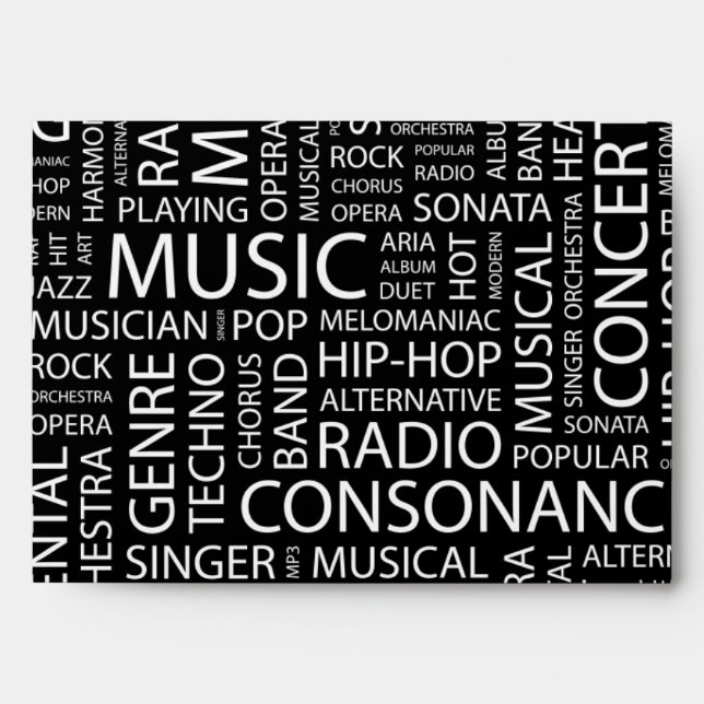 MUSIC pattern word cloud Envelopes (Front)