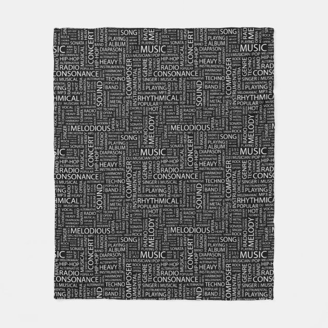 MUSIC pattern word cloud Fleece Blanket (Front)