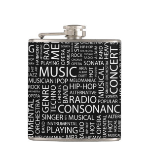 MUSIC pattern word cloud Hip Flask