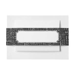MUSIC pattern word cloud Invitation Belly Band