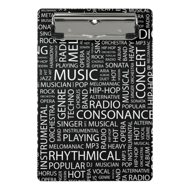 MUSIC pattern word cloud Mini Clipboard (Front)