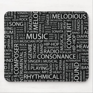 MUSIC pattern word cloud Mouse Mat