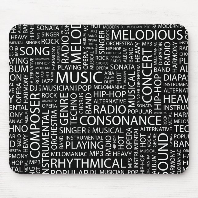 MUSIC pattern word cloud Mouse Mat (Front)