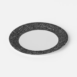 MUSIC pattern word cloud Paper Plate