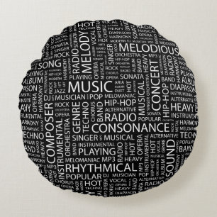 MUSIC pattern word cloud Round Cushion