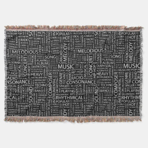 MUSIC pattern word cloud Throw Blanket