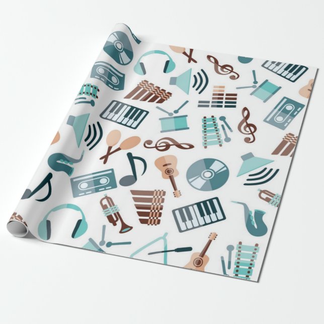 Music pattern wrapping paper (Unrolled)