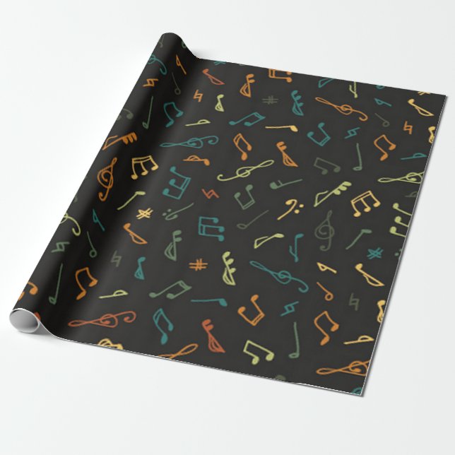 Music pattern wrapping paper (Unrolled)