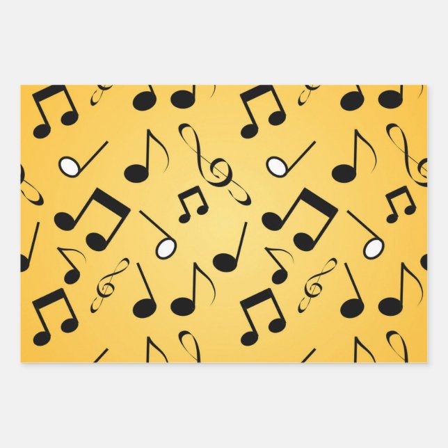 Music pattern wrapping paper sheet (Front)