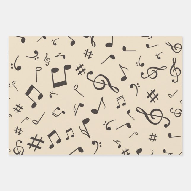 Music pattern wrapping paper sheet (Front)