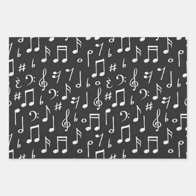 Music pattern wrapping paper sheet (Front)