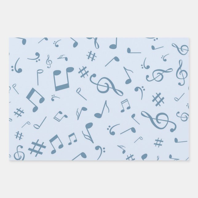 Music pattern wrapping paper sheet (Front)