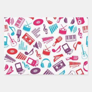 Music pattern wrapping paper sheet