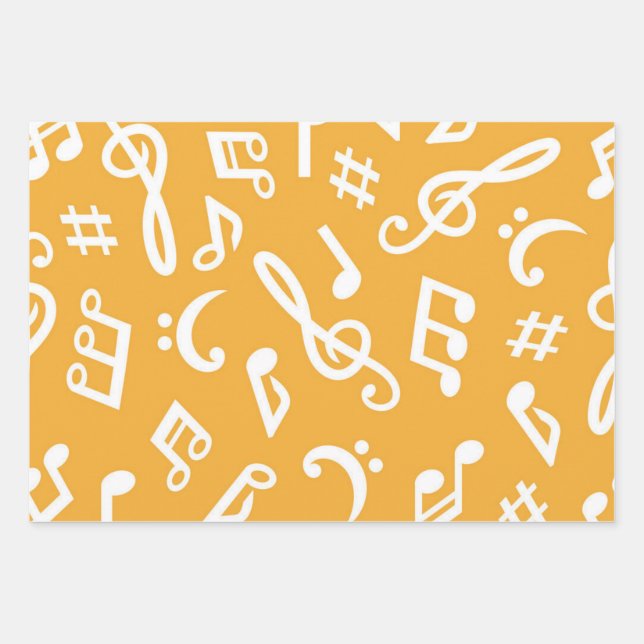 Music pattern wrapping paper sheet (Front)