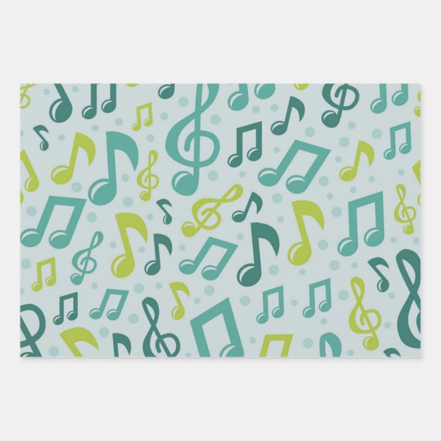 Music pattern wrapping paper sheet (Front)