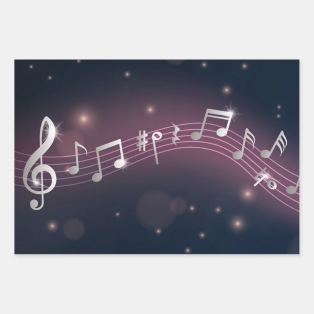 Music pattern wrapping paper sheet (Front)