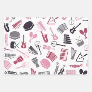 Music pattern wrapping paper sheet