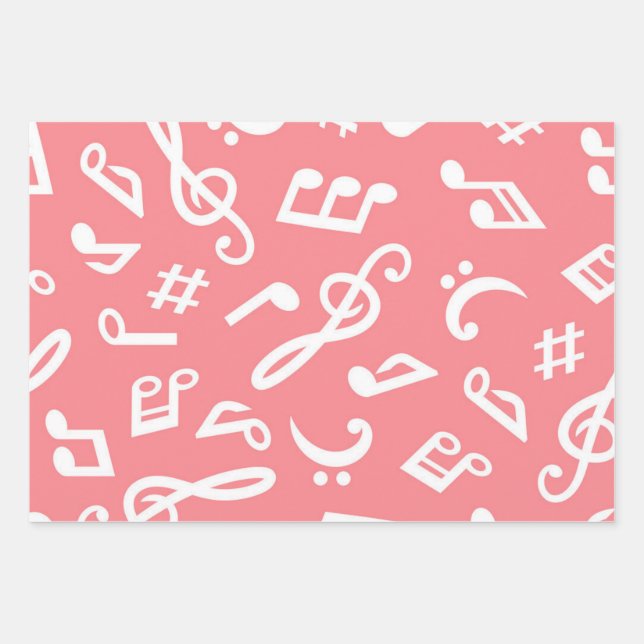 Music pattern wrapping paper sheet (Front)