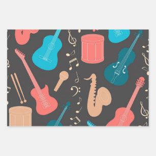 Music pattern wrapping paper sheet