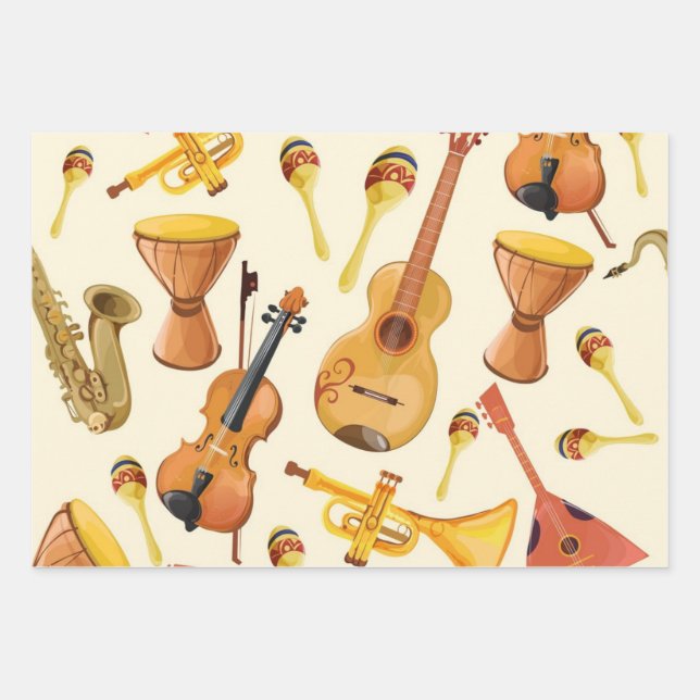 Music pattern wrapping paper sheet (Front)