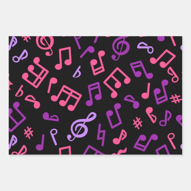 Music pattern wrapping paper sheet (Front)
