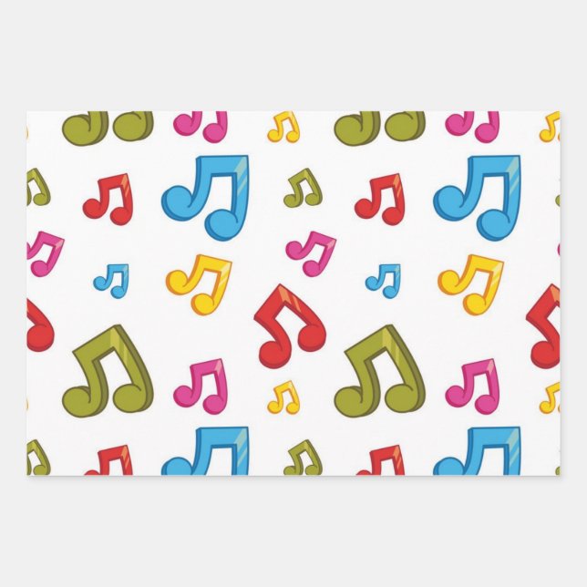 Music pattern wrapping paper sheet (Front)