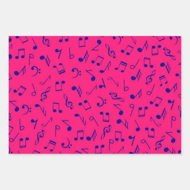 Music pattern wrapping paper sheet (Front)