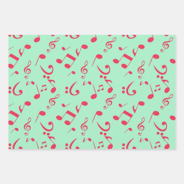 Music pattern wrapping paper sheet (Front)