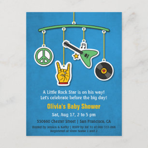 Music Peace Guitar Rock and Roll Baby Boy Shower Invitation