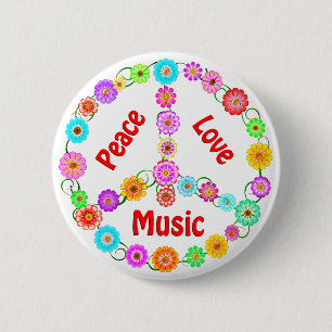 Music Peace Love 6 Cm Round Badge
