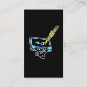 Music pencil winding up a cassette tape business card