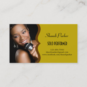 Music Performer Elegant Photo Business Card
