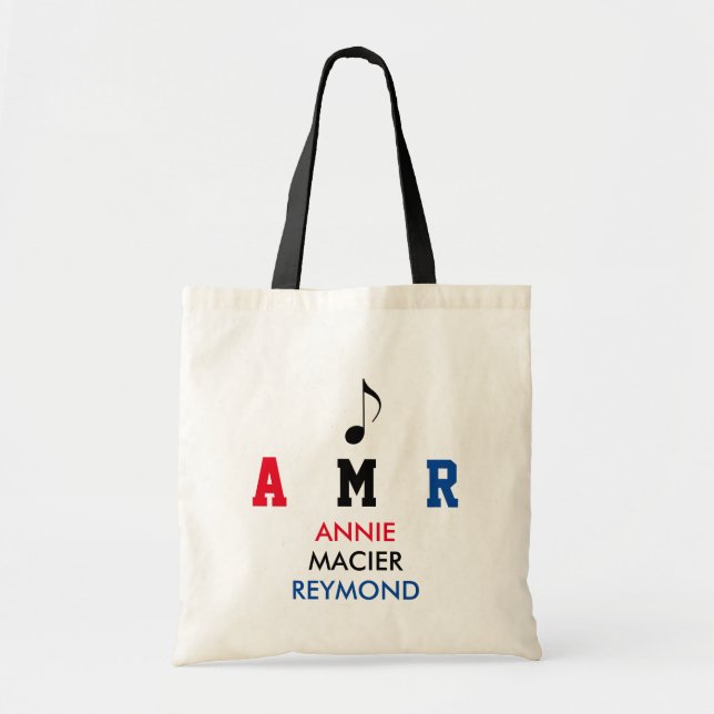 music personalized / monogrammed / custom initials tote bag (Front)