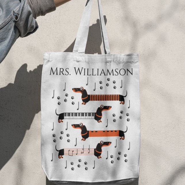  Music Pianist Thank You Dog Name Teacher Tote Bag (Creator Uploaded)
