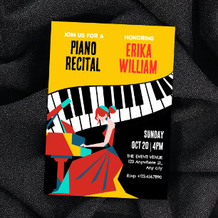Music piano art recital invitation