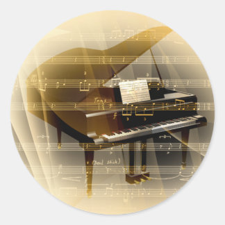 music_piano classic round sticker