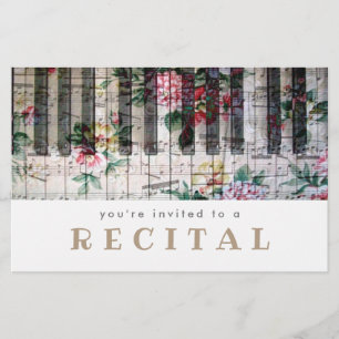 music piano floral design flyer