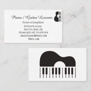 Music Piano Guitar Lessons Teacher Instructor Business Card
