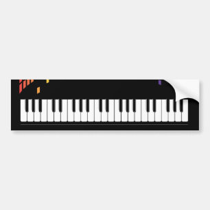 Music piano instrumental keyboard multicolored bumper sticker
