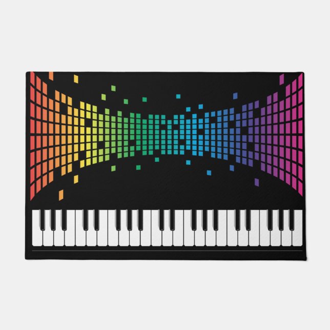 Music piano instrumental keyboard multicolored  doormat (Front)