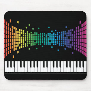 Music piano instrumental keyboard multicolored mouse mat