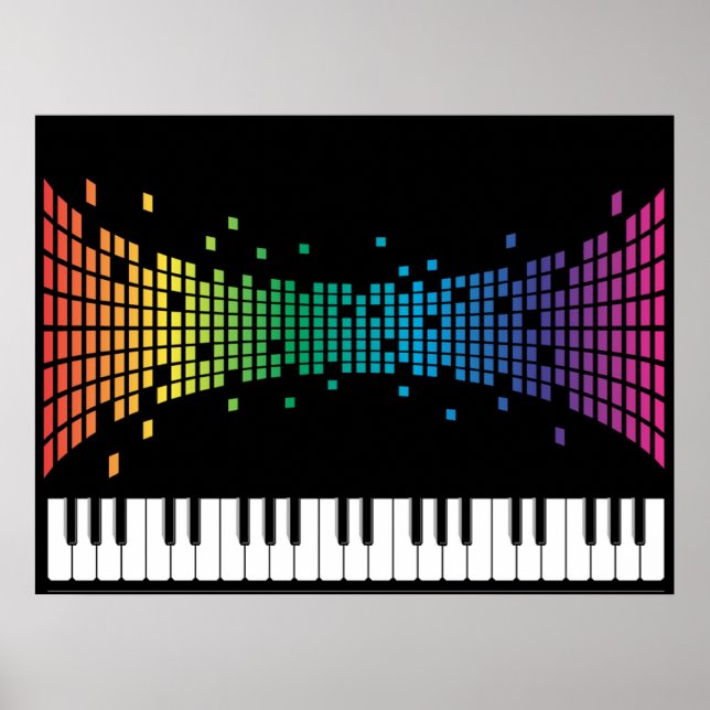 Music piano instrumental keyboard multicolored poster (Front)