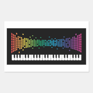 Music piano instrumental keyboard multicolored rectangular sticker