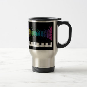 Music piano instrumental keyboard multicolored travel mug