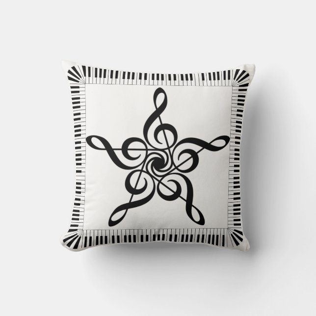 Music Piano Key Treble Clef Throw Pillow 16" x 16" (Front)