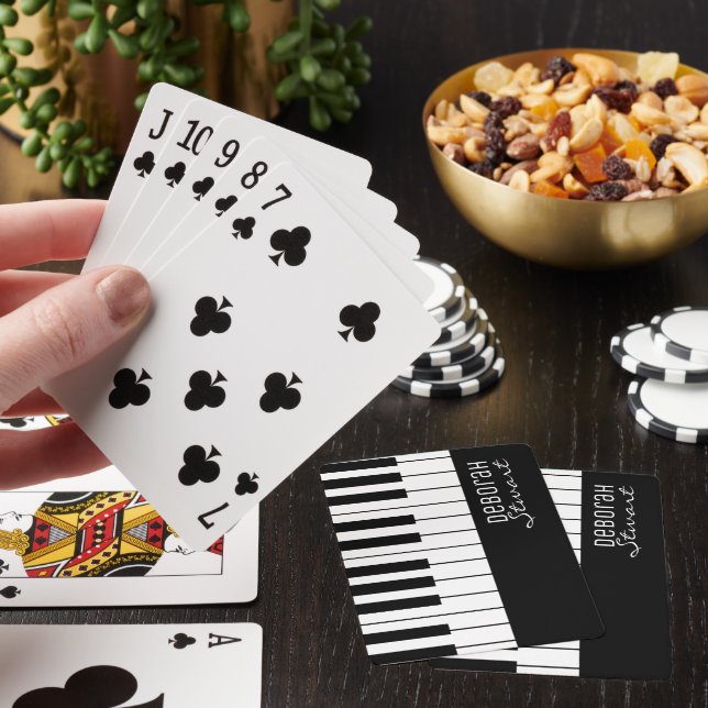 Music Piano Keys Elegant Black & White  Playing Cards (In Situ)