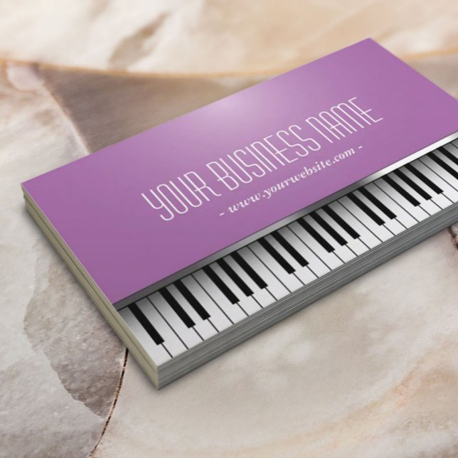 Music Piano Keys Elegant Purple Business Card (Creator Uploaded)